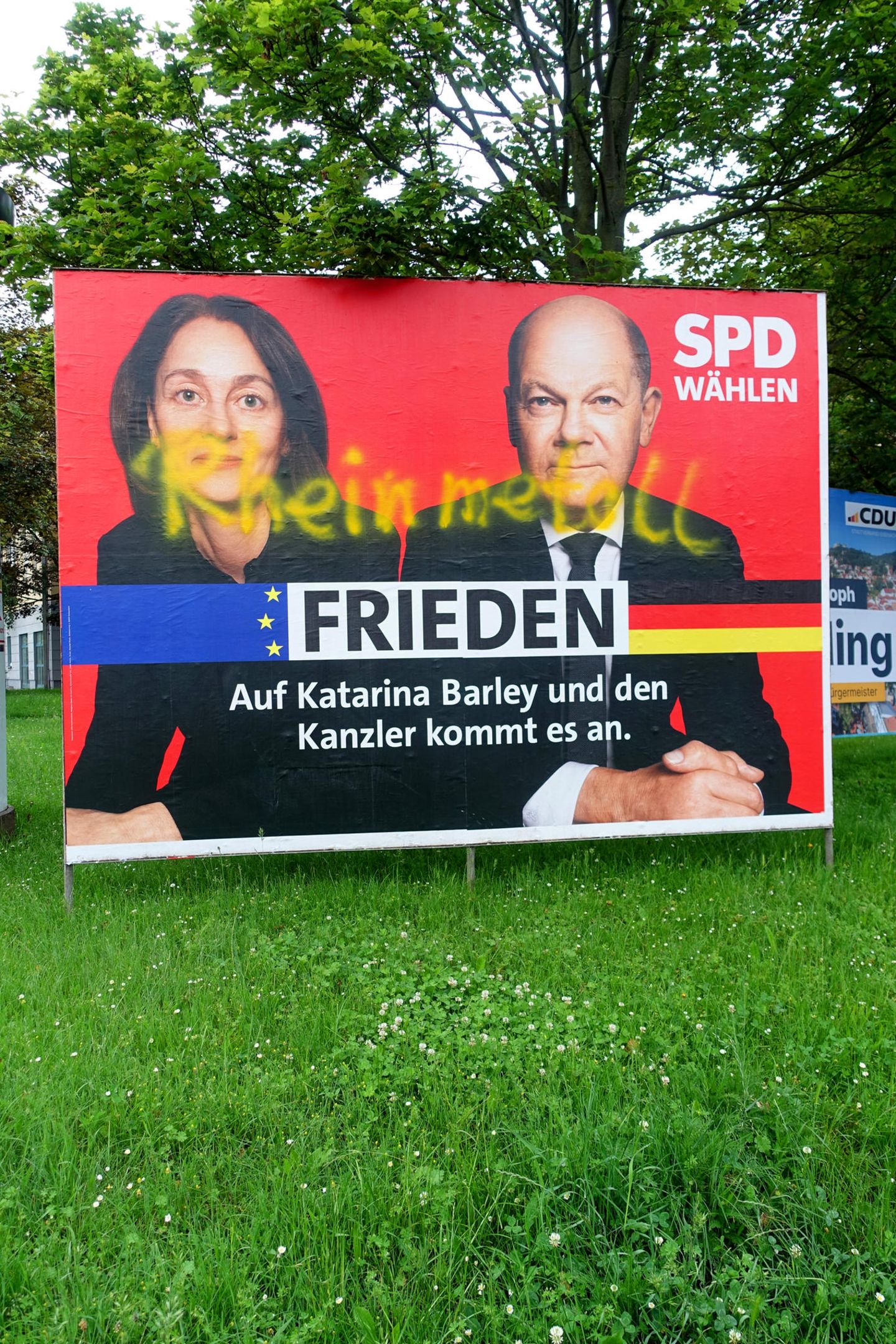 Olaf Scholz auf einem Wahlplakat zur EU-Wahl