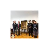 Die Kunst-Einheit der italienischen Polizei präsentiert der Presse stolz das Botticelli-Gemälde