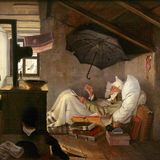 Das Gemälde "Der arme Poet" von Spitzweg zeigt einen im Bett schreibenden Dichter