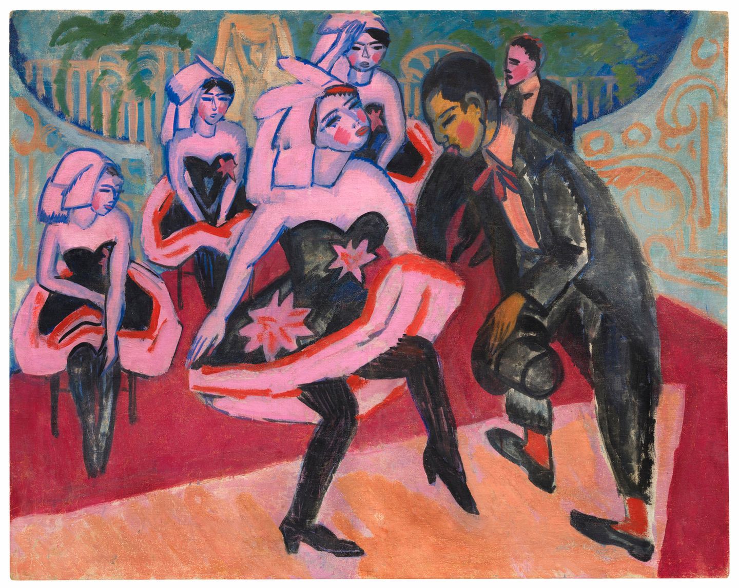 Das Bild zeigt Ernst Ludwig Kirchners Gemälde "Tanz im Varieté" von 1911