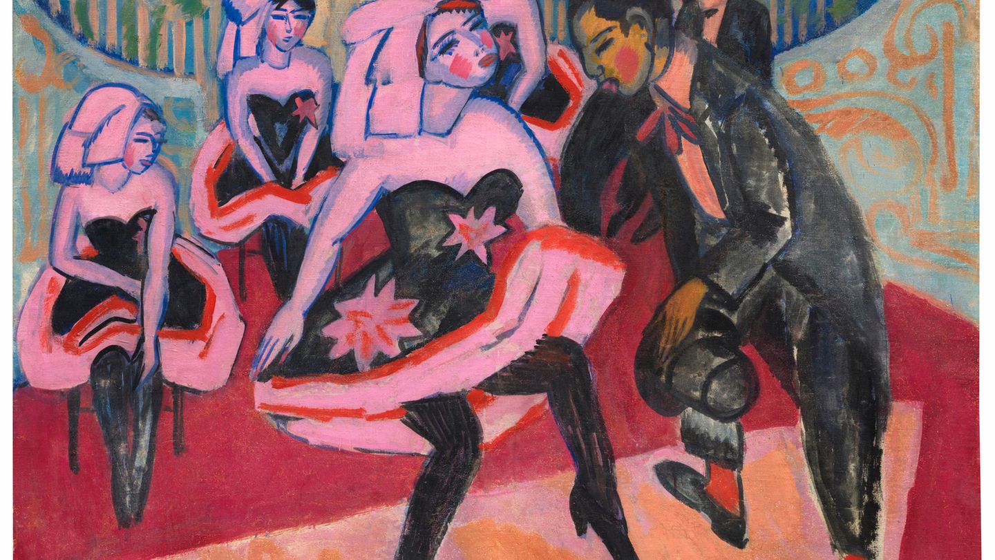 Das Bild zeigt Ernst Ludwig Kirchners Gemälde "Tanz im Varieté" von 1911