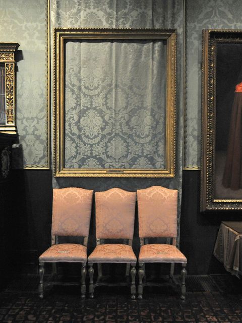 Der leere Rahmen des Rembrand-Gemäldes im Gardner Museum in Boston