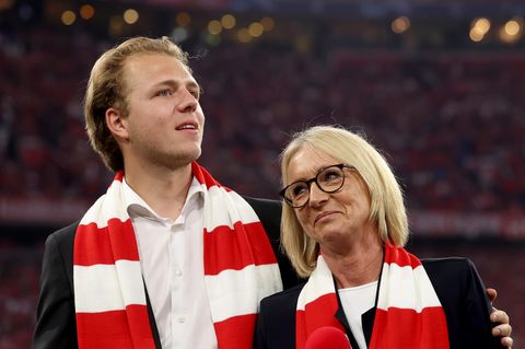 Franz Beckenbauers Sohn Joel und Heidi Beckenbauer waren beim Halbfinale der Bayern gegen Real Madrid in der Champions League zu Gast in der Allianz Arena