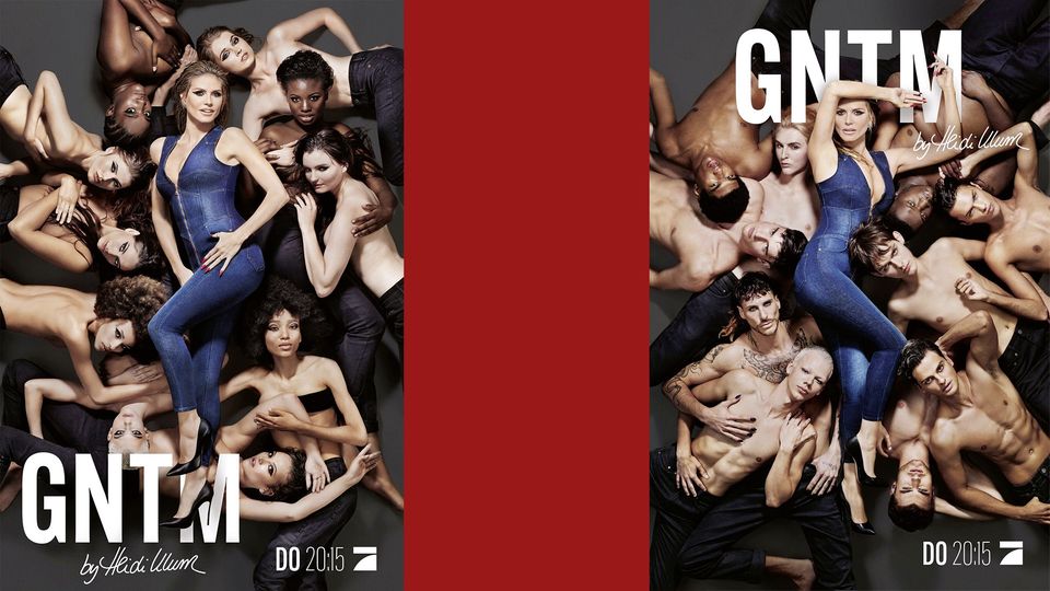 Die beiden Coverposter von GNTM (eins mit Frauen und eins mit Männern) gegenüber
