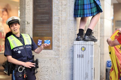 Fröhlich, friedlich, trinkfest: Schottische Fans Anfang dieser Woche in der Innenstadt von München