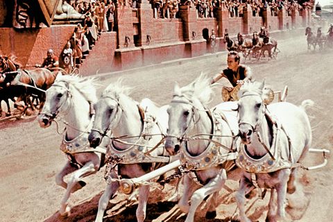 Legendäre Filmszene: Das Epos "Ben Hur" mit Charlton Heston von 1959 zeigt ein spektakuläres Wagenrennen im Circus Maximus. Der Klassiker gehört zu den aufwendigsten Filmen seiner Zeit  