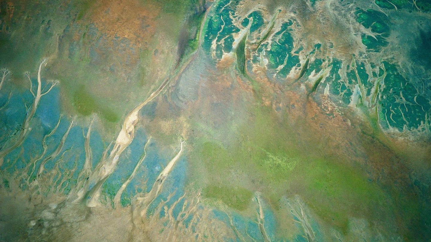 Spiekeroog Nordsee von oben Türkise Sandbänke