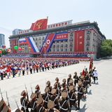 Offizielle Zeremonie auf dem Kim Il-Sung-Platz in Pjöngjang zum Putin-Besuch