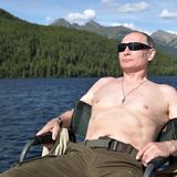 Vladimir Putin mit nacktem Oberkörper