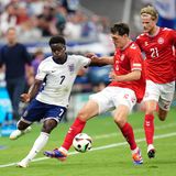 Englands Buyako Saka im Zweikampf mit Dänemarks Andreas Christensen