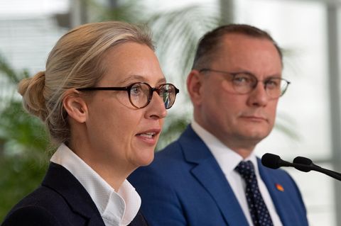 Suchen neue Bündnispartner in Brüssel: Alice Weidel und Tino Chrupalla, Parteivorsitzende der AfD
