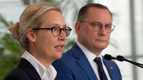 Suchen neue Bündnispartner in Brüssel: Alice Weidel und Tino Chrupalla, Parteivorsitzende der AfD
