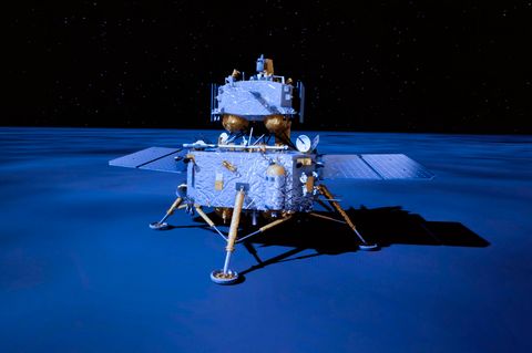 Sonde "Chang'e-6" bei der Landung auf der Rückseite des Mondes