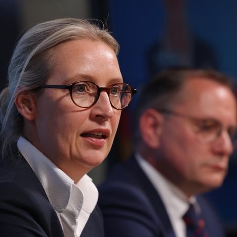 Die AfD-Chefs: Alice Weidel neben Tino Chrupalla