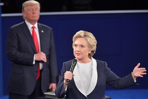 Hillary Clinton während ihrer Fernsehdebatte mit Donald Trump 2016 in Washington