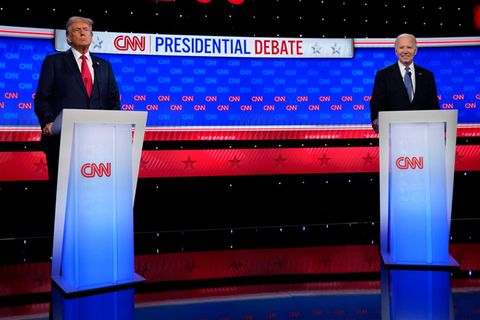 US-Präsident Joe Biden und der ehemalige Präsidenten Donald J. Trump bei der TV-Debatte von CNN