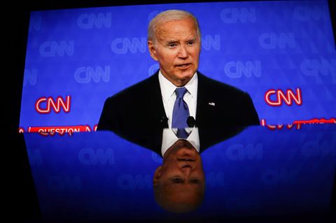 Präsident unter Druck: Joe Biden wirkt im TV-Duell gegen Trump oft fahrig und überfordert.
