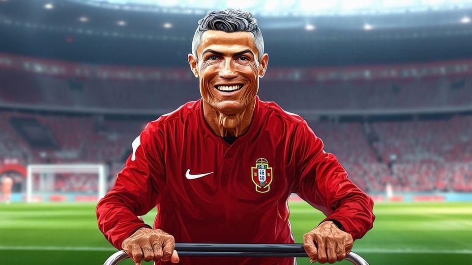 Cristiano Ronaldo bei der EM 2064 (KI-Bild)