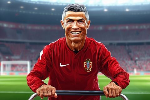 Cristiano Ronaldo bei der EM 2064 (KI-Bild)