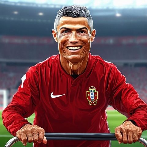 Cristiano Ronaldo bei der EM 2064 (KI-Bild)