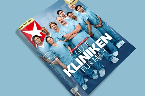 Das Cover des stern-Sonderhefts "Gute Kliniken für mich" zeigt Klinik-Personal, das in einer Reihe steht