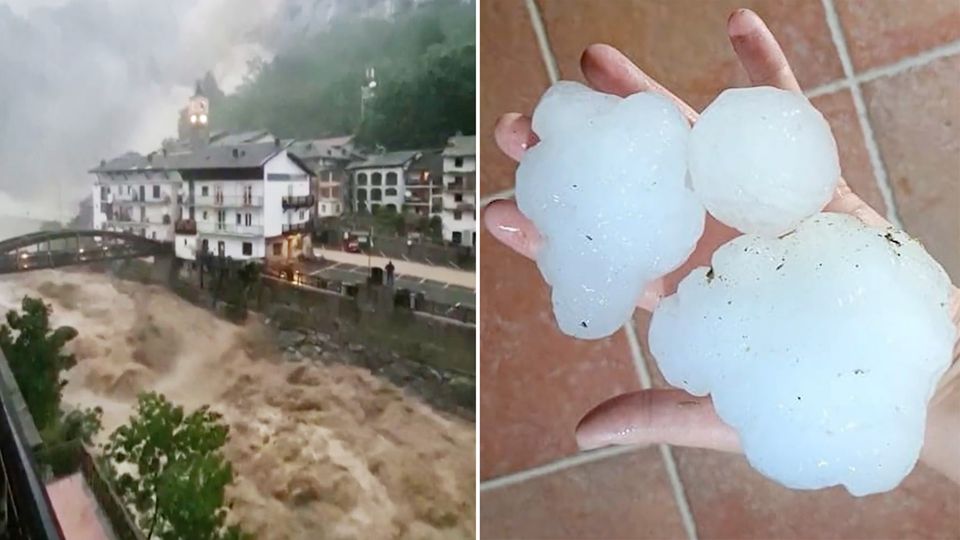Unwetter in Italien und Schweiz: Flut und faustgroße Hagelkörner (Video)