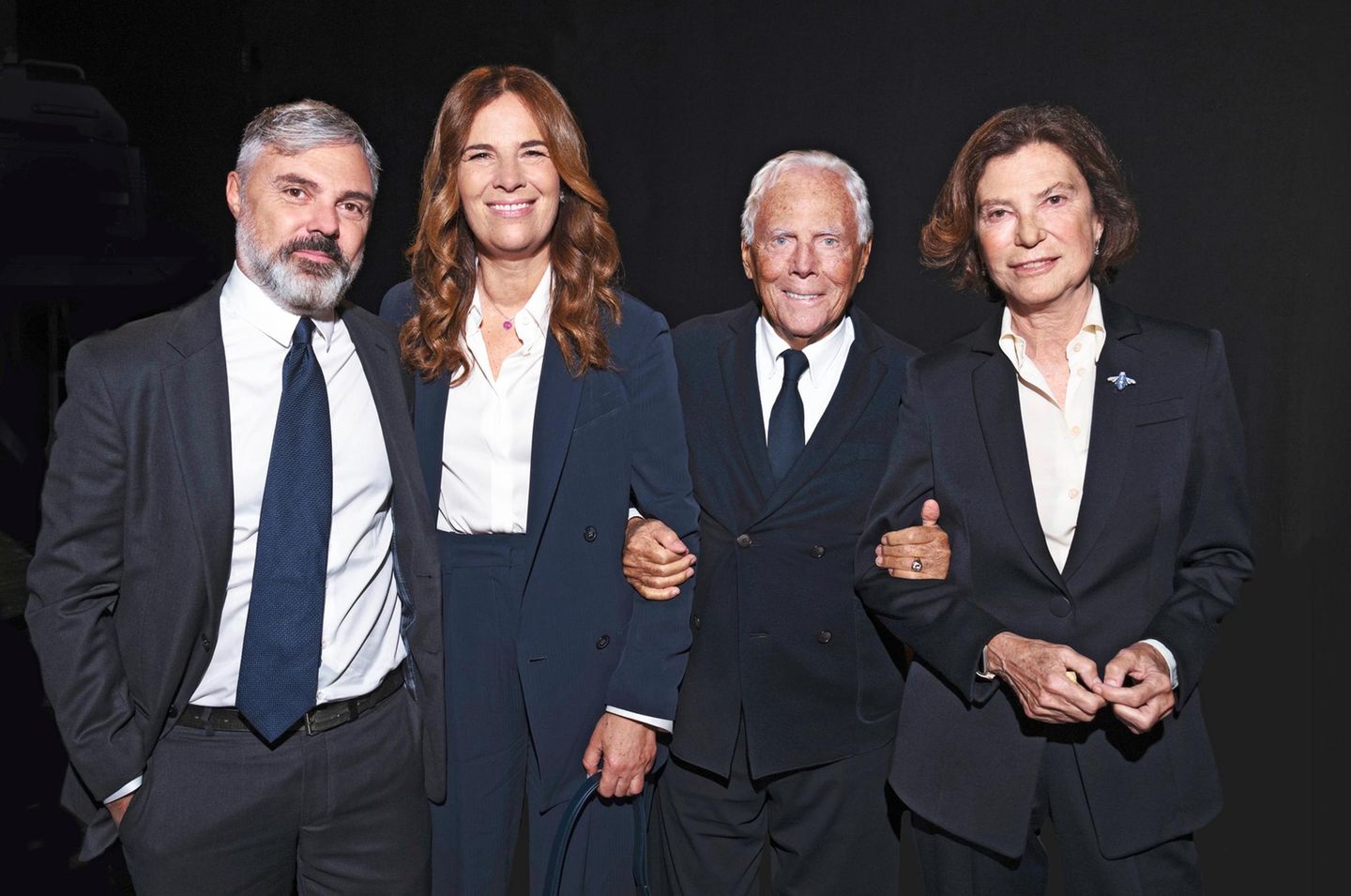 Giorgio Armani mit seinem Neffen Andrea und den Nichten Roberta und Silvana