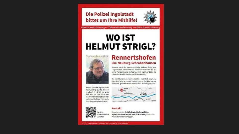 Ein Plakat der Polizei zu dem Vermisstenfall Helmut Strigl