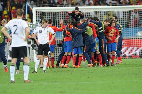 Jubelndes Spanien nach Halbfinale 2010