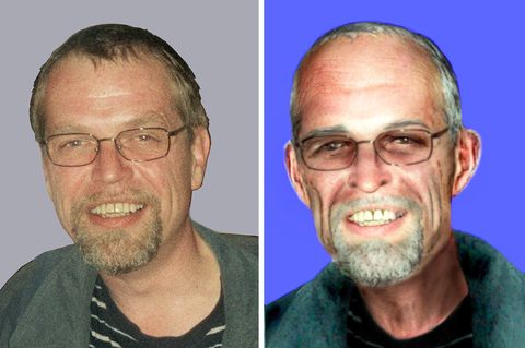 Ein Foto von RAF-Mitglied Ernst Volker Staub im Jahr 2002 und wie er heute aussehen könnte