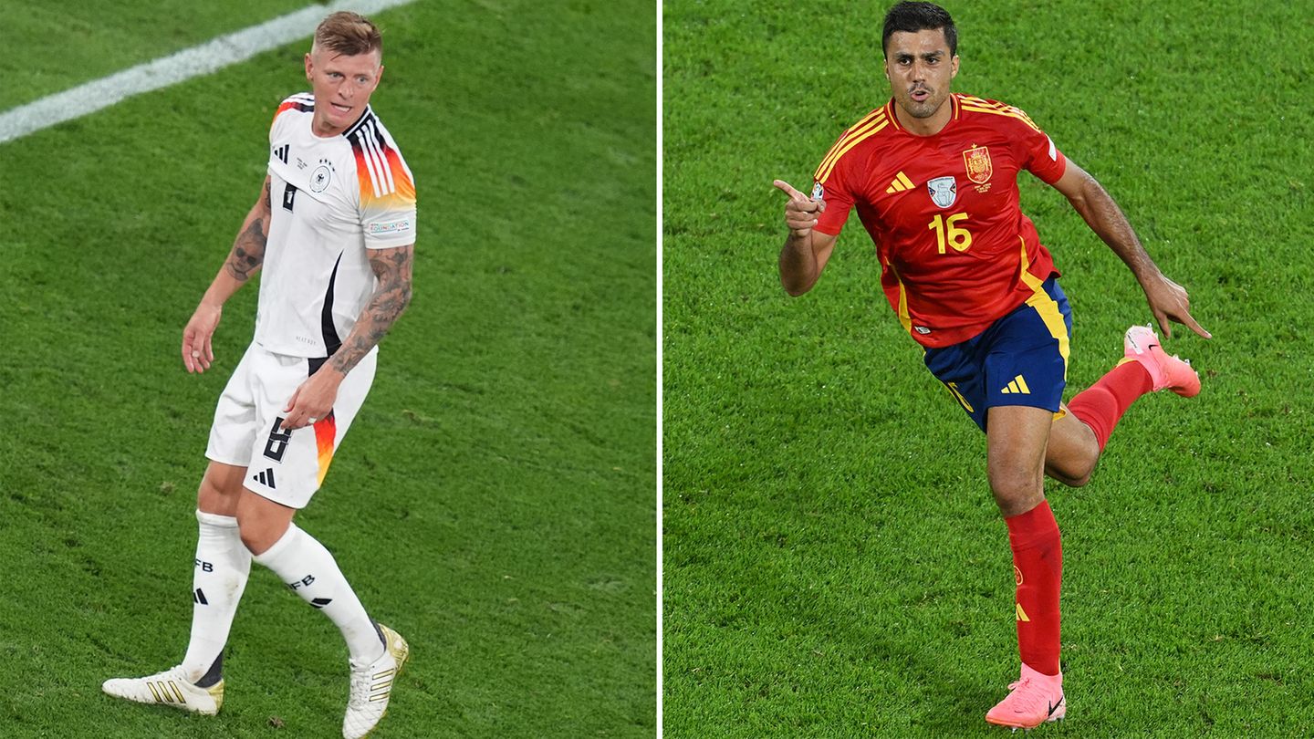 Toni Kroos vs. Rodri Das Duell der Giganten: Beide sind mit ihrer Passsicherheit und Spielintelligenz zentrale Spieler ihrer Teams. Rodri ist dynamischer und zweikampfstärker, während Kroos für diese Aufgaben im defensiven Mittelfeld Robert Andrich an der Seite hat. Dennoch sind beide in etwa gleichstark einzuschätzen. Fazit: ausgeglichen