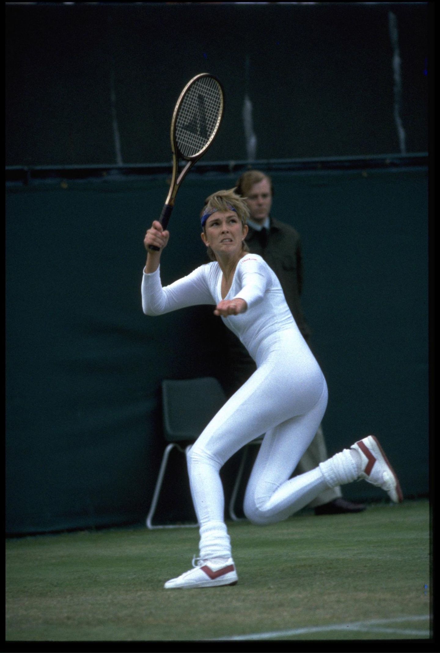 US-Tennisspielerin Anne White in einem Einteiler, 1985 US-Tennisspielerin Anne White in einem Einteiler, 1985