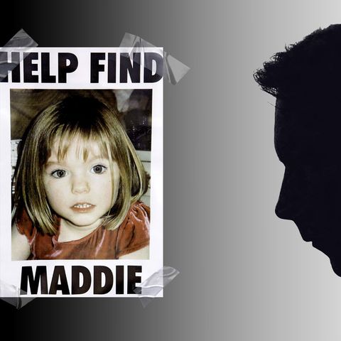 Collage aus dem Vermisstenbild von Maddie McCain und der Silhouette des Verdächtigen