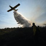 Die Einsatzkräfte bekämpfen die Flammen auch aus der Luft