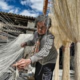 Lin Zanghu Zhi Qi sortiert die Nudeln in Fuxing, Taiwan