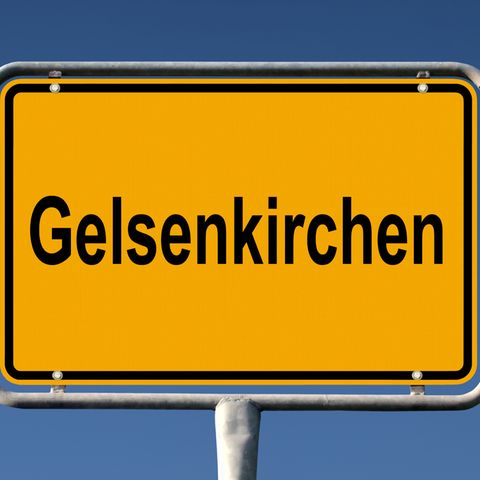Gelbes Ortsschild von Gelsenkirchen