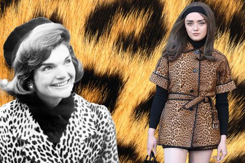 Kollage mit Jackie Kennedy und einem Model in Leo-Kleidern