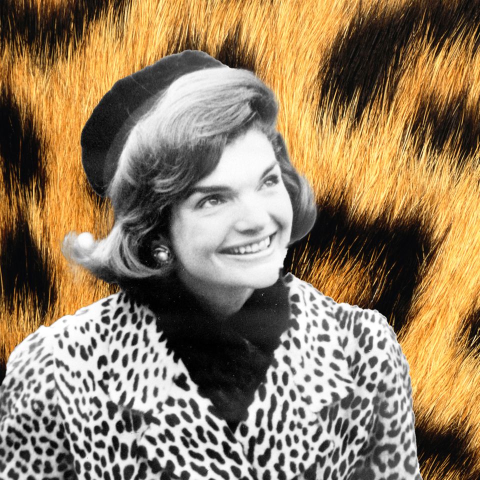 Kollage mit Jackie Kennedy und einem Model in Leo-Kleidern