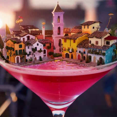 Das KI-generiertes Bild des neuen Aperitif Sarti, gefüllt mit italienischen Klischees.