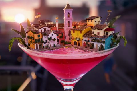 Das KI-generiertes Bild des neuen Aperitif Sarti, gefüllt mit italienischen Klischees.