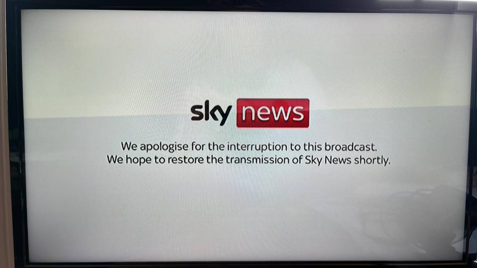 Eine Störungsmeldung des Senders Sky News 