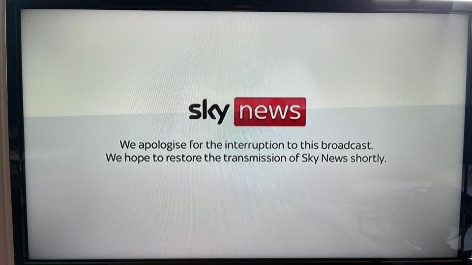 Eine Störungsmeldung des Senders Sky News