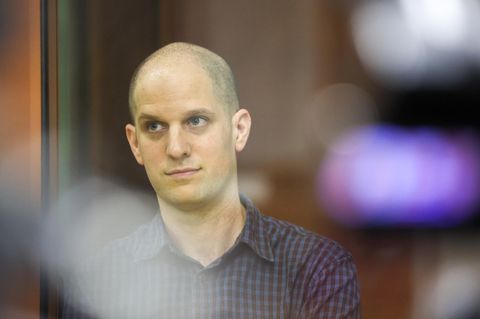Evan Gershkovich war wegen Spionagevorwürfen vor Gericht in Russland
