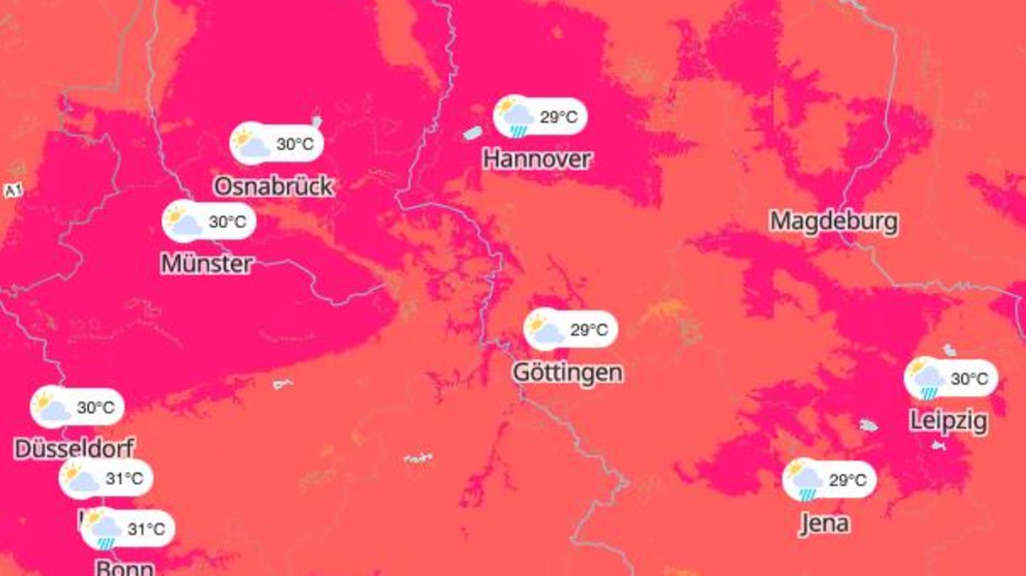 Hochsommer: Bis zu 34 Grad und Warnung vor Gewitter: Karten zeigen die Wetterlage