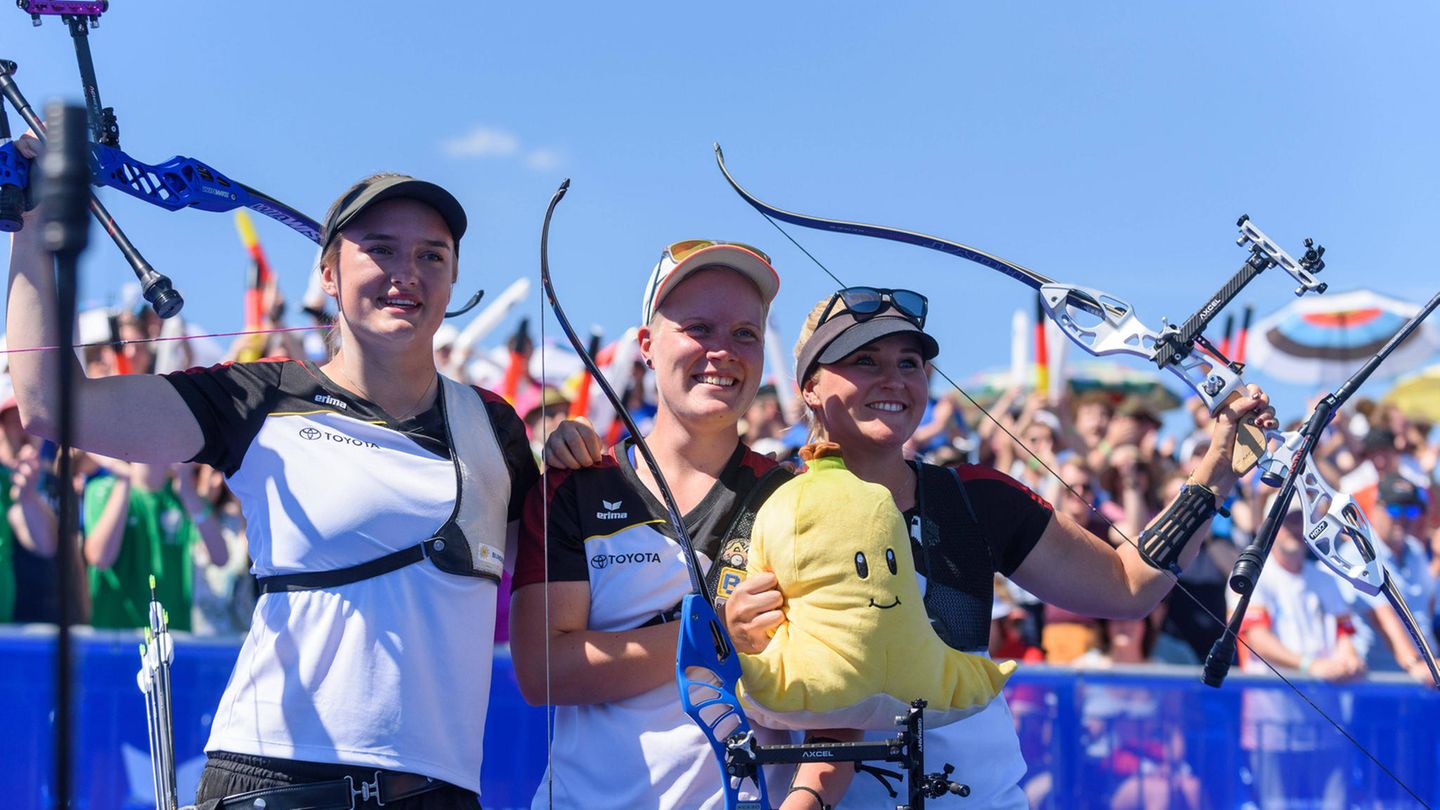 Katharina Bauer, Charline Schwarz und Michelle Kroppen: Bogenschießen, Team-Wettbewerb Dieses Frauenteam zielt gut und hat die Ruhe weg. Katharina Bauer, Charline Schwarz und Michelle Kroppen gehen als Weltmeisterinnen in Paris an den Start. In Tokio gewannen sie Bronze, jetzt soll der große Coup folgen