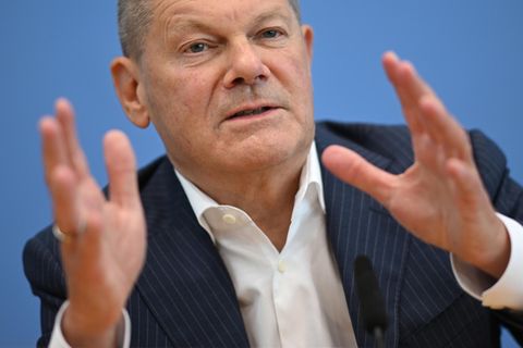 Bundeskanzler Olaf Scholz in der Sommerpressekonferenz