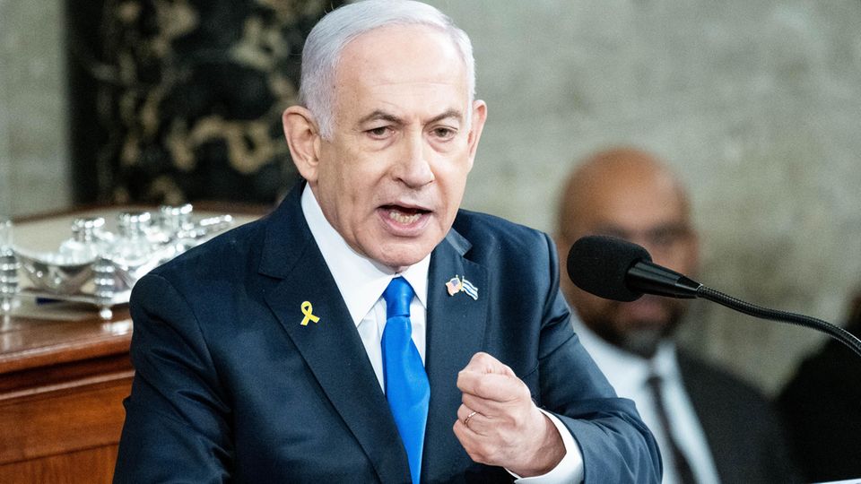 Der israelische Premierminister Benjamin Netanjahu spricht vor einer gemeinsamen Sitzung des Kongresses im Repräsentantenhaus des US-Kapitols. (Foto: 