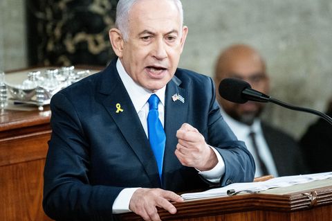 Der israelische Premierminister Benjamin Netanjahu spricht vor einer gemeinsamen Sitzung des Kongresses im Repräsentantenhaus des US-Kapitols. (Foto: 