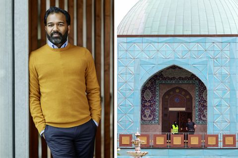 Außenansicht der blauen Moschee in Hamburg während der Schließung