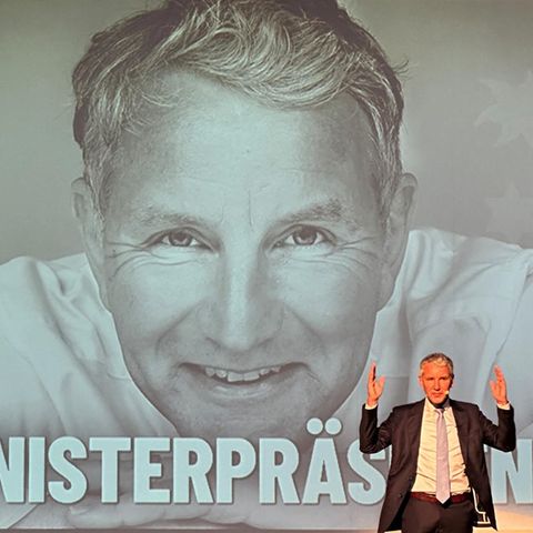 The Old Wessi plays the Oberossi: Björn Höcke at the start of the election campaign at the end of July in Arnstadt, Thuringia